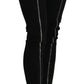 Black Low Waist Zipper Cropped Skinny Denim Pants