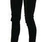 Black Low Waist Zipper Cropped Skinny Denim Pants