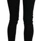 Black Low Waist Zipper Cropped Skinny Denim Pants