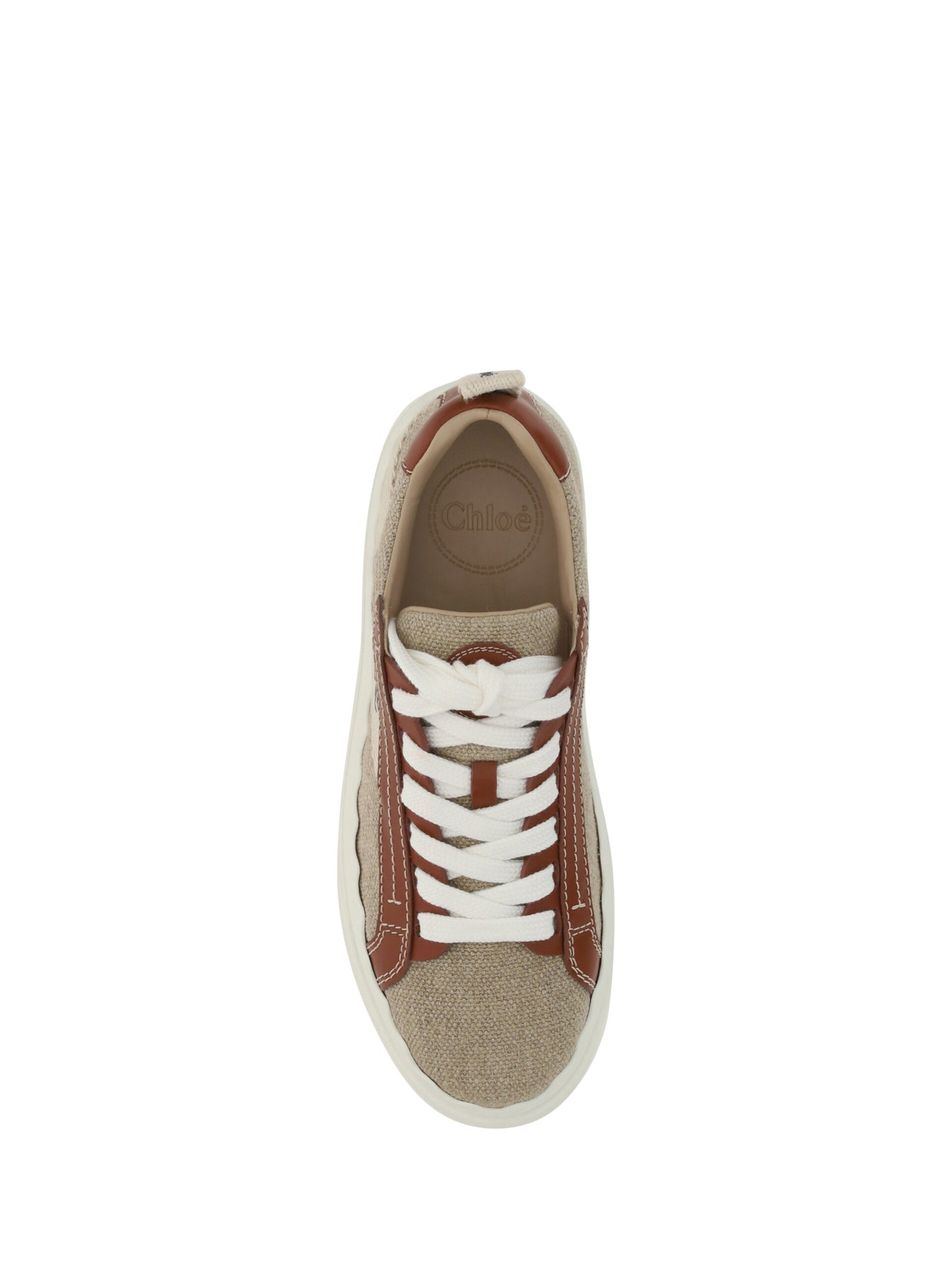 Exquisite Cotton & Calfskin Lace-Up Sneakers