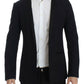 Elegant Blue Wool Silk Slim Fit Blazer
