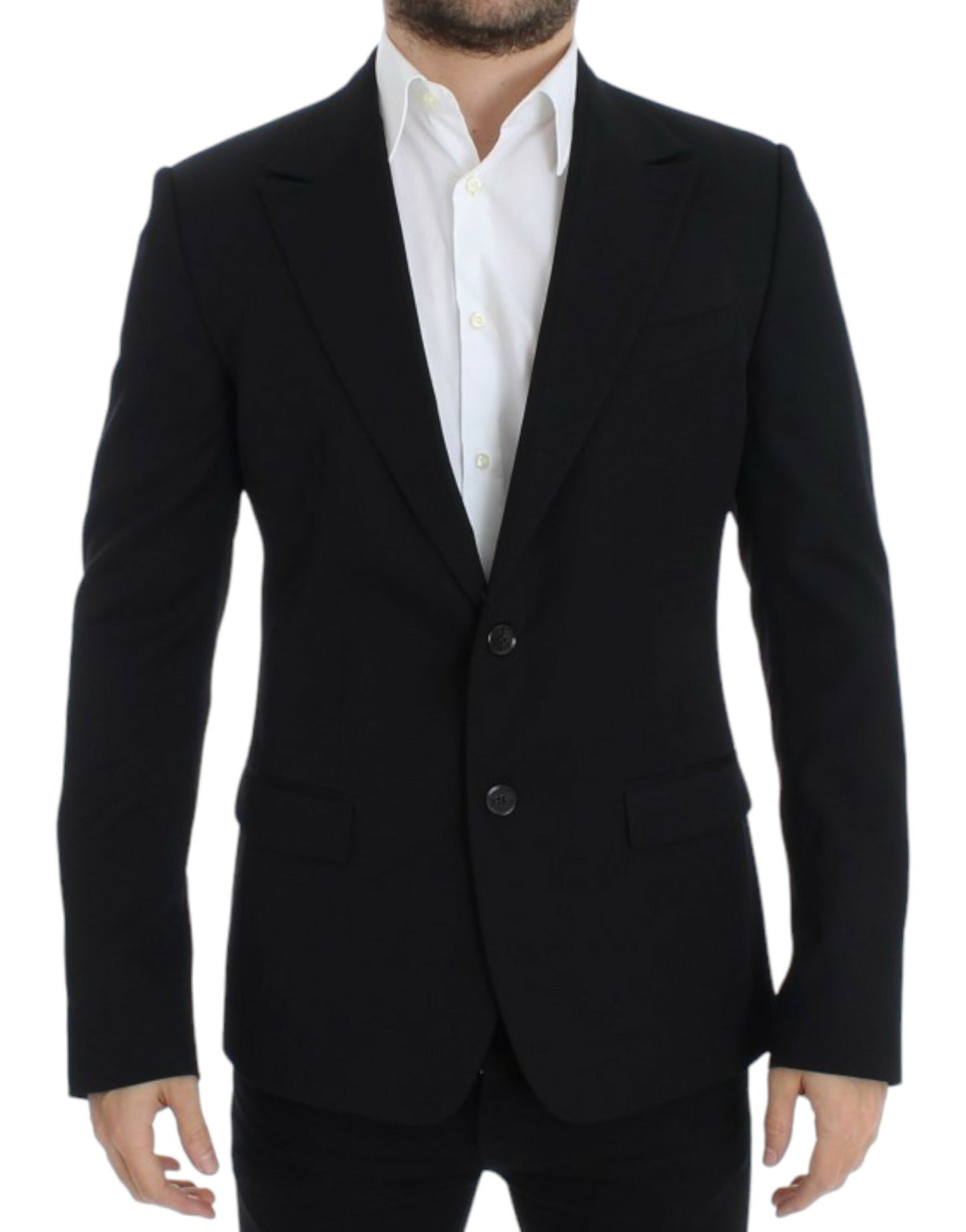 Black wool slim fit blazer