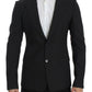 Sleek Gray Wool Slim Fit Blazer