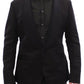Elegant Black Silk Slim Fit Blazer