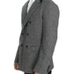 Gray wool double breasted blazer