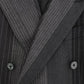 Elegant Gray Striped Wool Slim Blazer