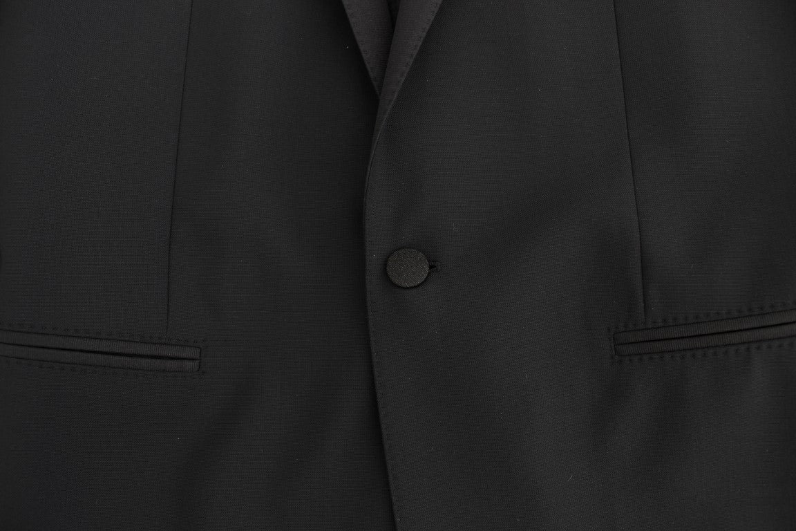 Elegant Black Wool Blend Slim Fit Blazer