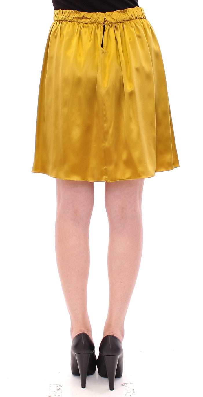 Elegant Silk A-Line Skirt in Luxe Gold