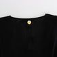 Elegant Sleeveless Black Mini Dress with Gold Details