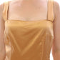 Elegant Bronze Silk Knee-Length Sheath Dress