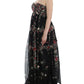Masterpiece black floral print silk runway dress