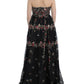 Masterpiece black floral print silk runway dress