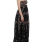 Masterpiece black floral print silk runway dress