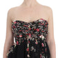 Masterpiece black floral print silk runway dress