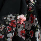 Masterpiece black floral print silk runway dress