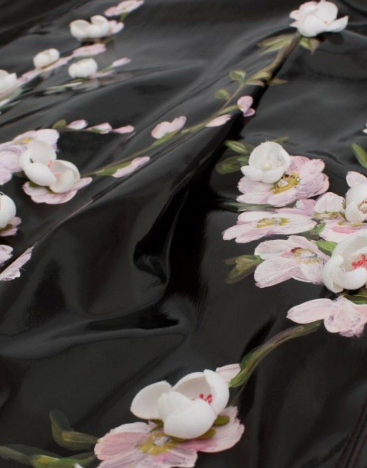 Black patent floral HANDPAINTED dress