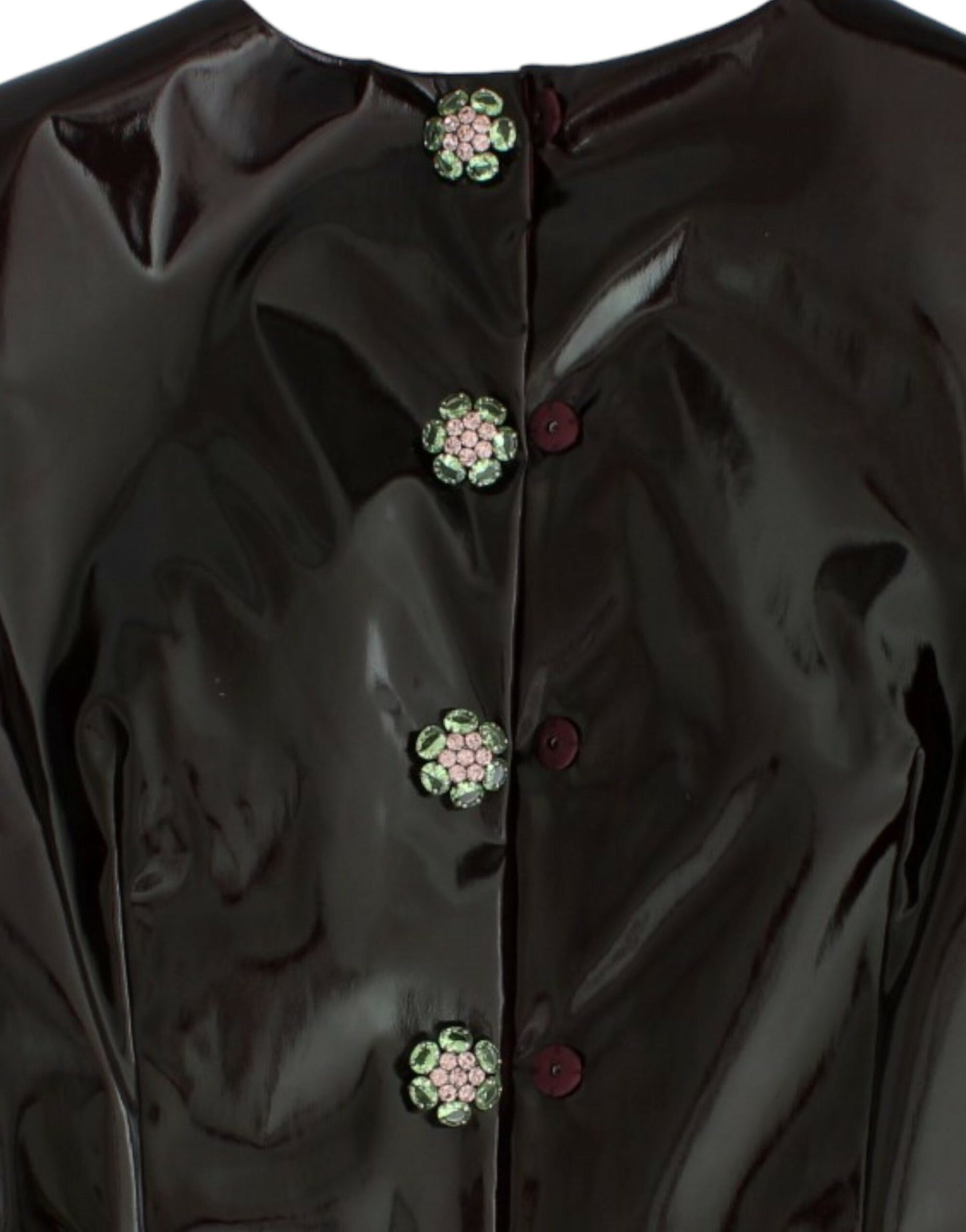 Black patent floral HANDPAINTED dress