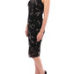 Black floral lace crystal embedded dress