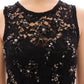 Black floral lace crystal embedded dress