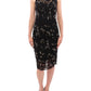 Black floral lace crystal embedded dress