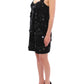 Black floral crystal embedded dress