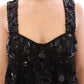 Black floral crystal embedded dress