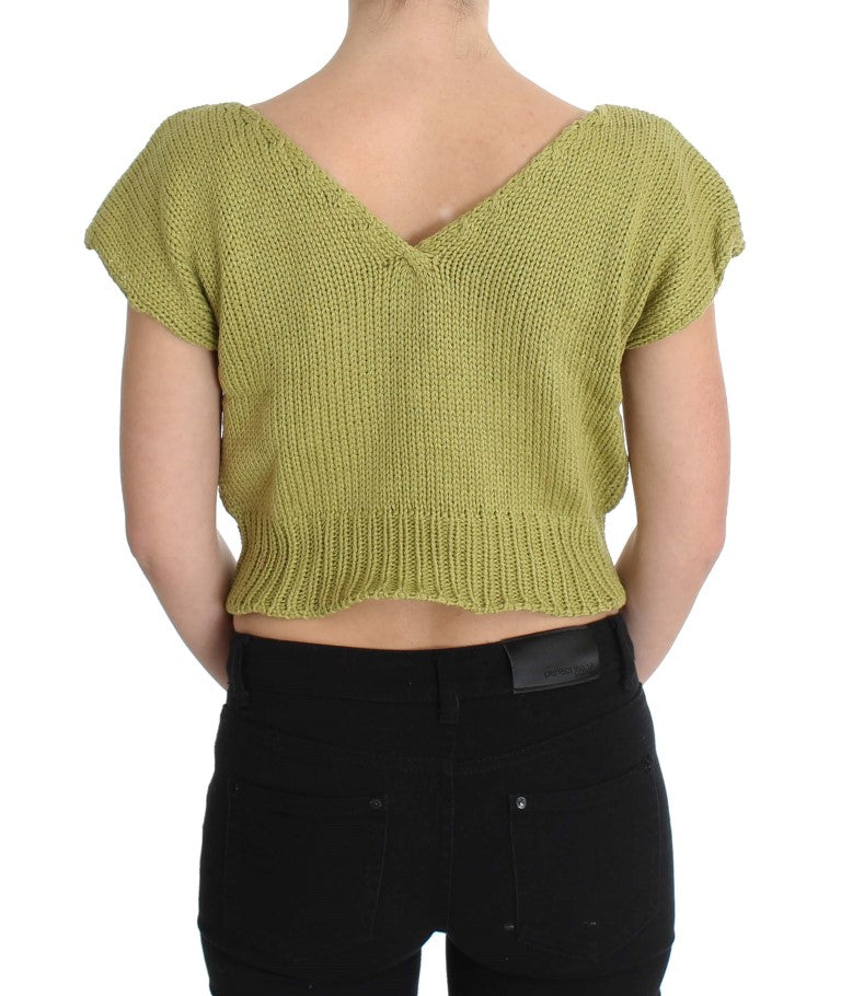 Elegant Green Knitted Vest Sweater