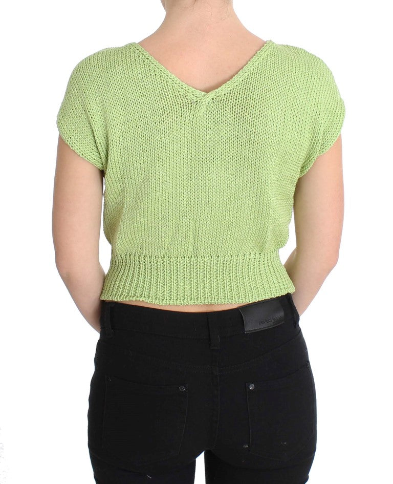 Elegant Green Knitted Sleeveless Vest Sweater