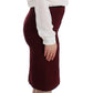 White Red Shirt Long Sleeve Wool Dress