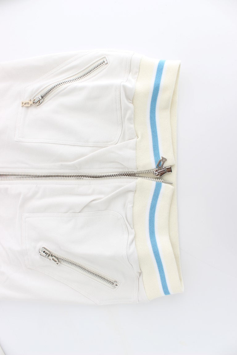 White Mock Zip Cardigan Sweatshirt Sweater