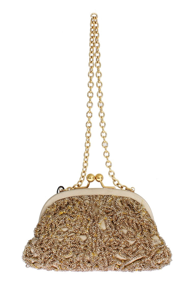 Glimmering Gold Sequined Evening Clutch