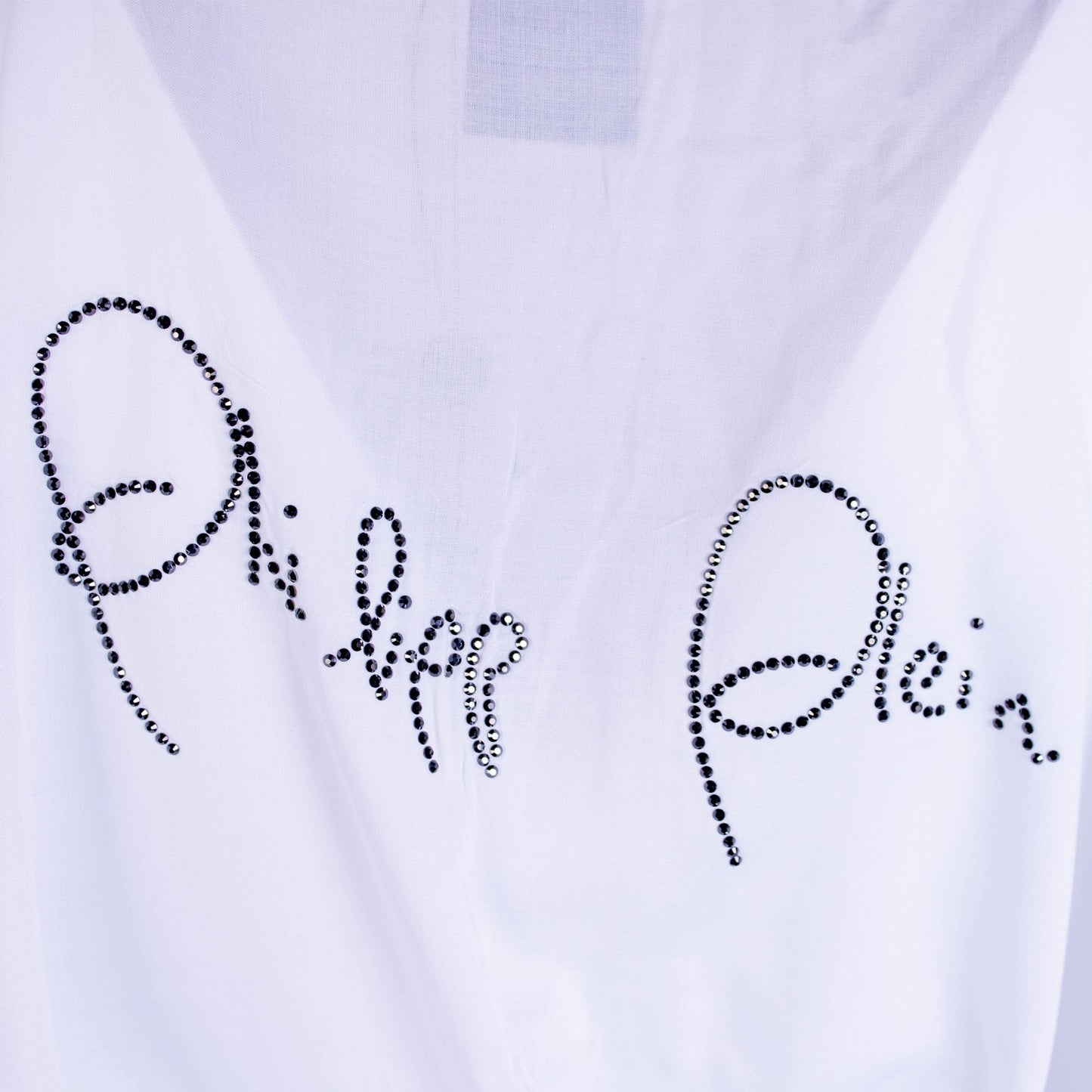 Elegant White Viscose Caftan with Crystal Logo