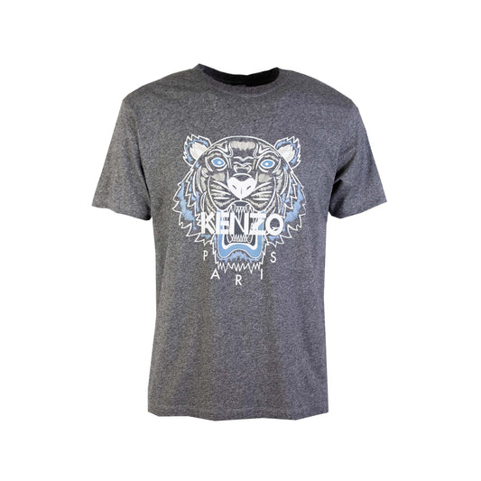 Sleek Grey Tiger Print Cotton Tee