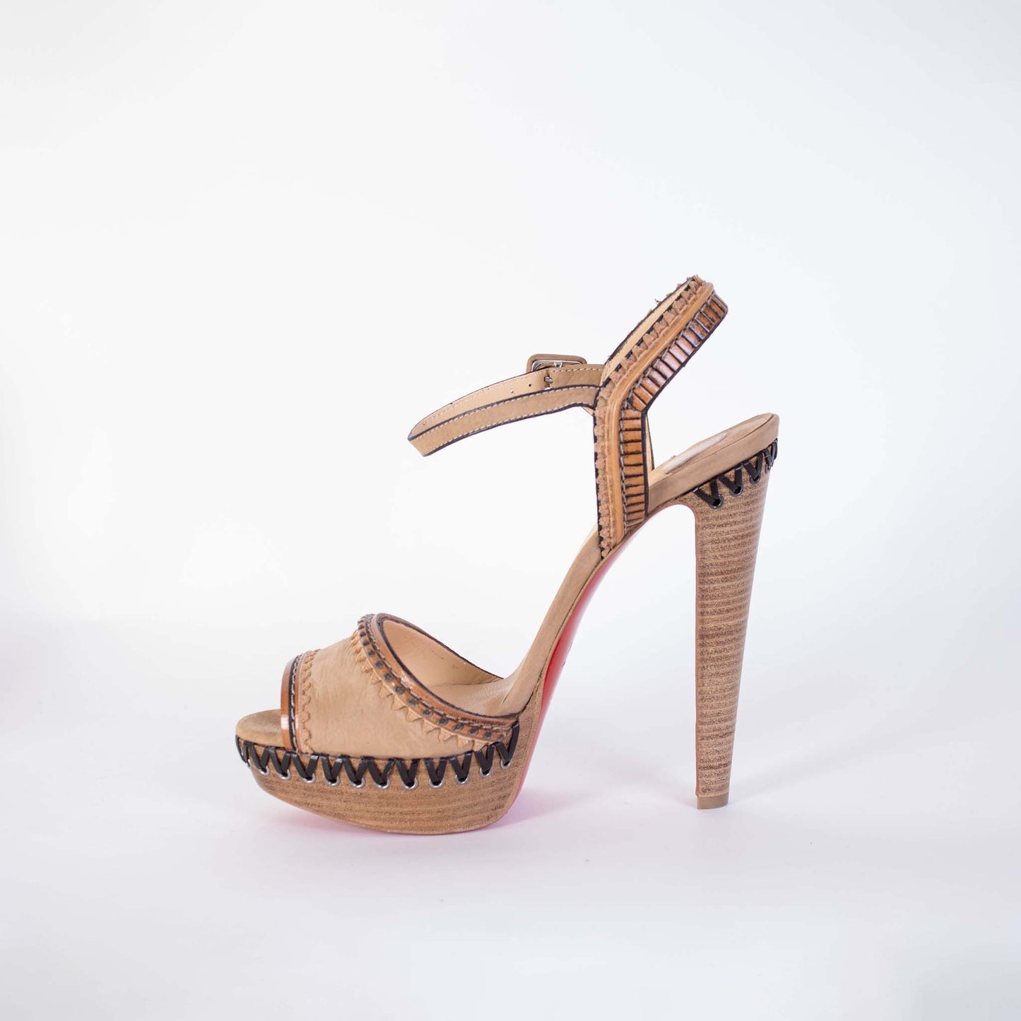 Chic Beige High-Heel Suede Sandals