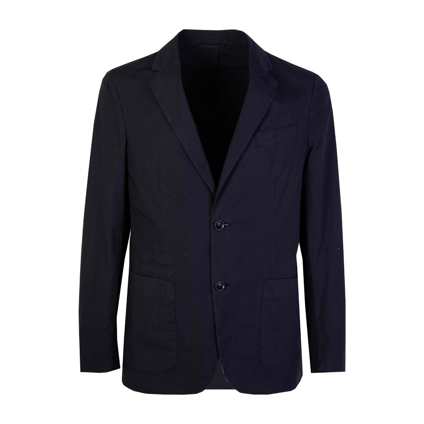 Elegant Blue Cotton Two-Button Jacket