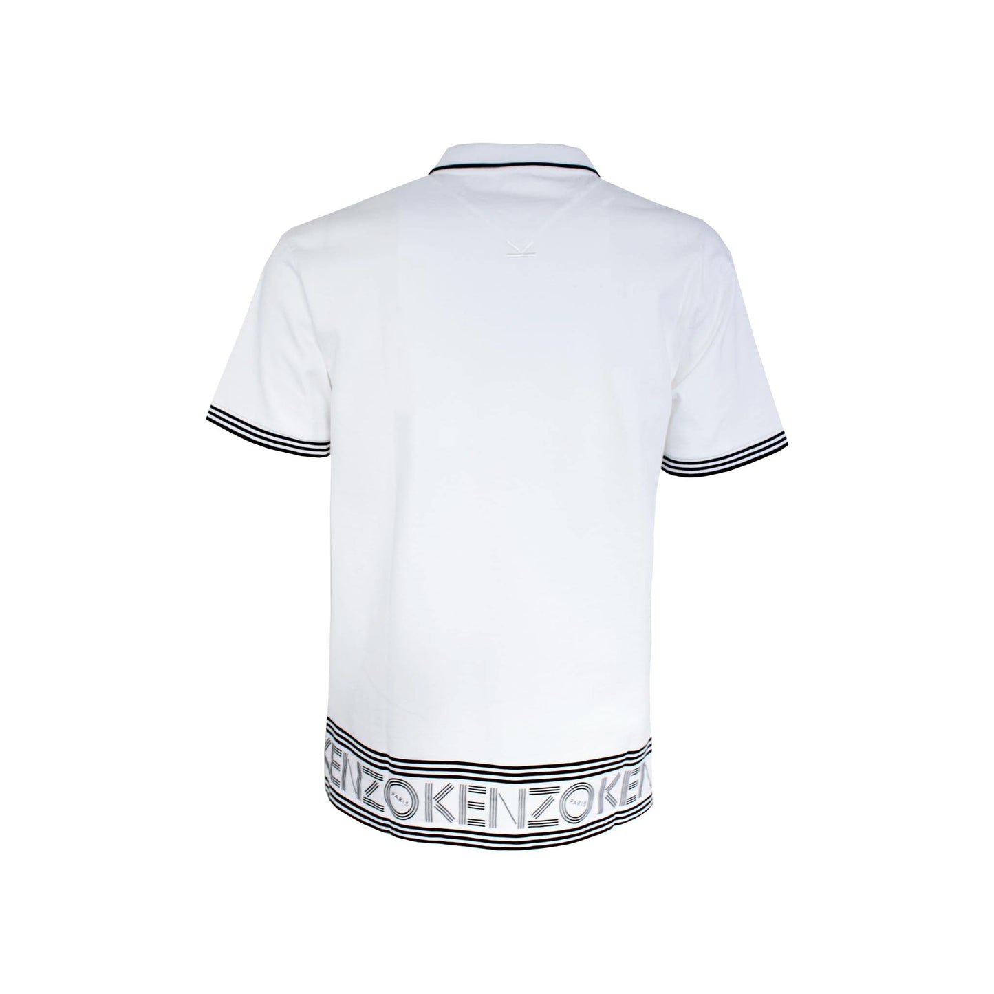 Elegant White Stripe-Trim Kenzo Polo Shirt