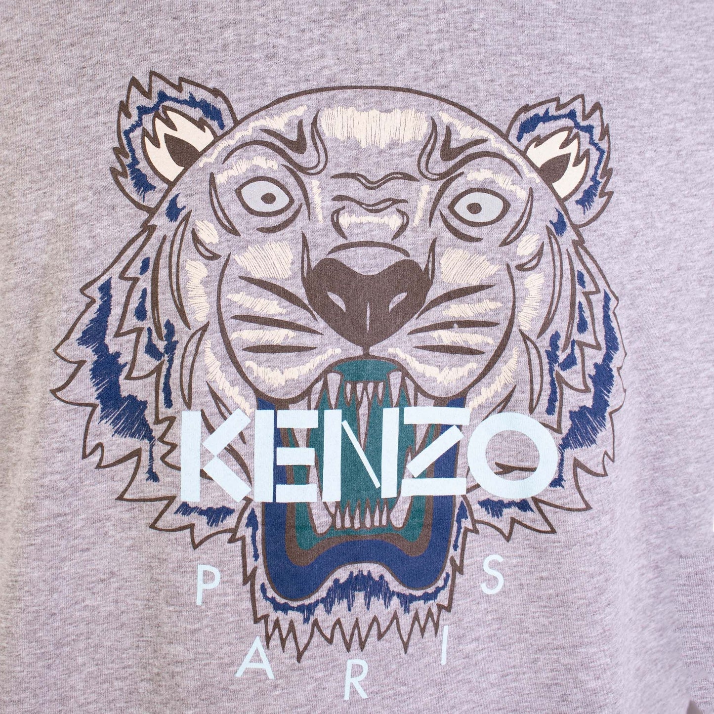 Iconic Tiger Print Grey Cotton Tee