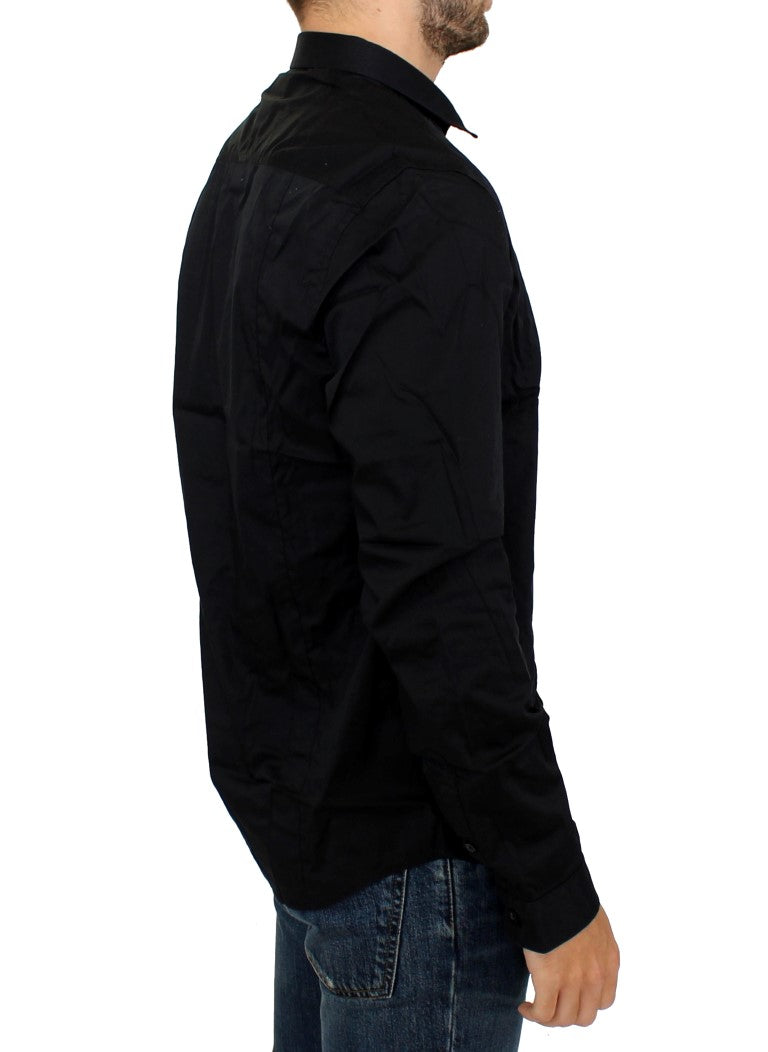 Sleek Black Slim Fit Casual Shirt