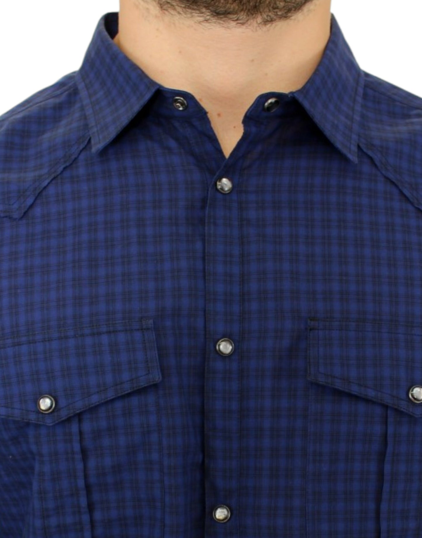 Blue checkered cotton shirt