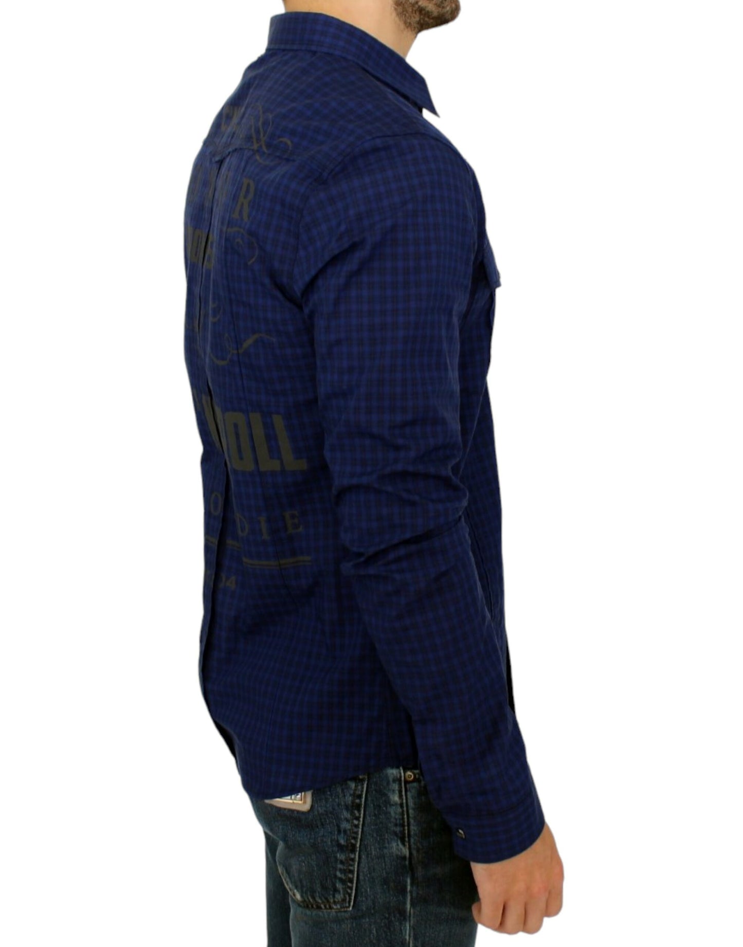 Blue checkered cotton shirt