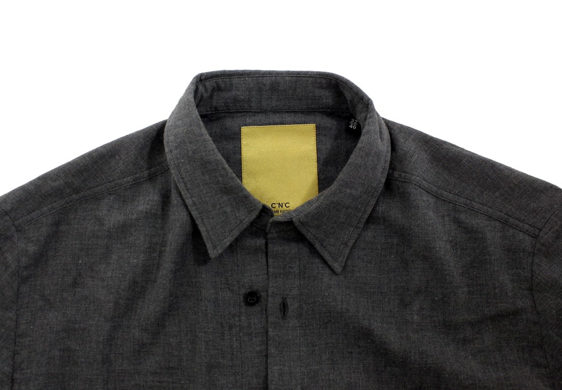 Sleek Slim Fit Charcoal Casual Shirt