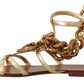 Chic Gladiator Flats with Heart and Chain Accents