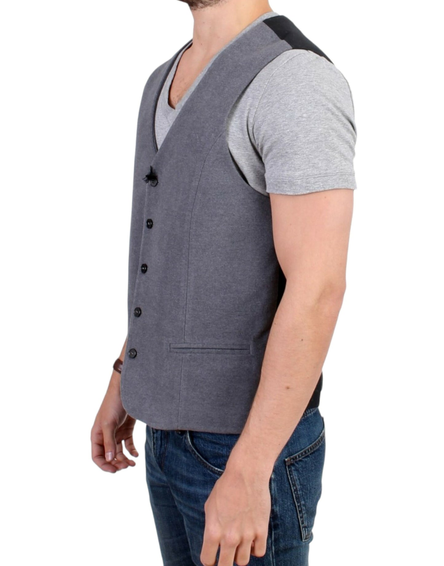 Gray cotton blend casual vest