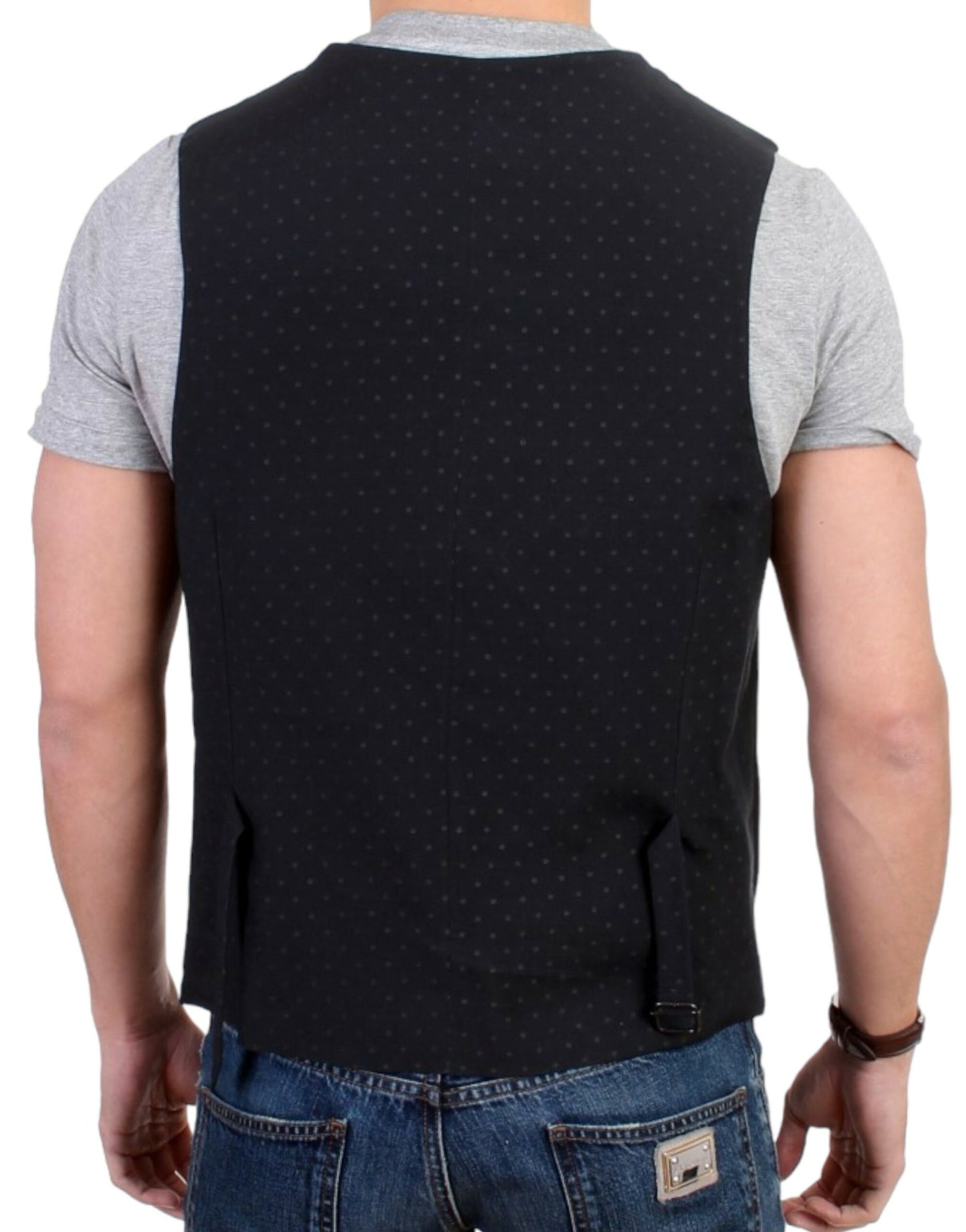 Black wool blend casual vest