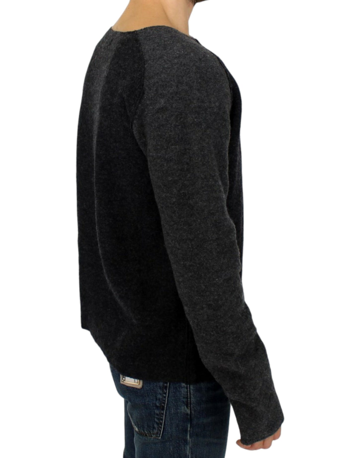 Gray wool crewneck sweater