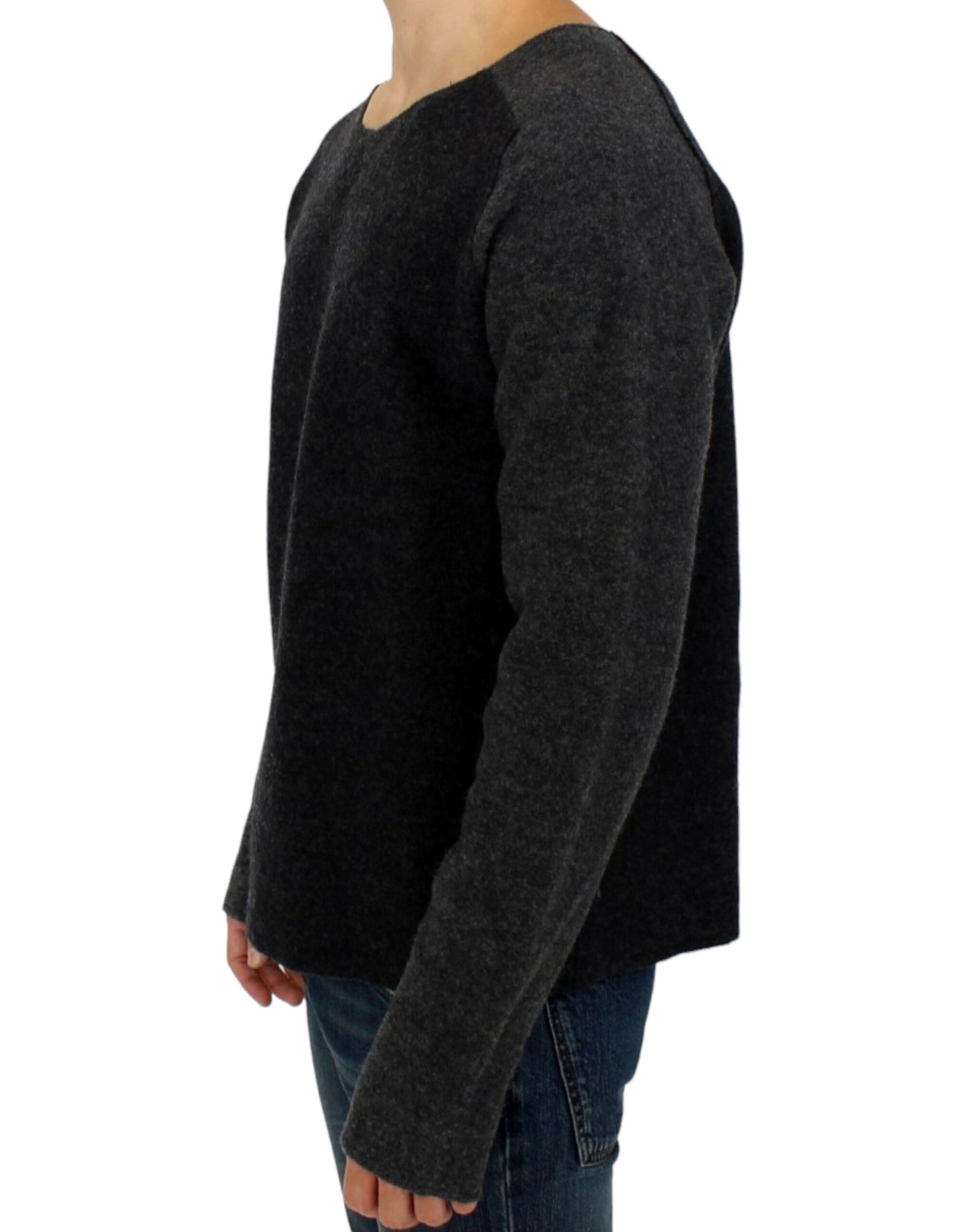 Gray wool crewneck sweater