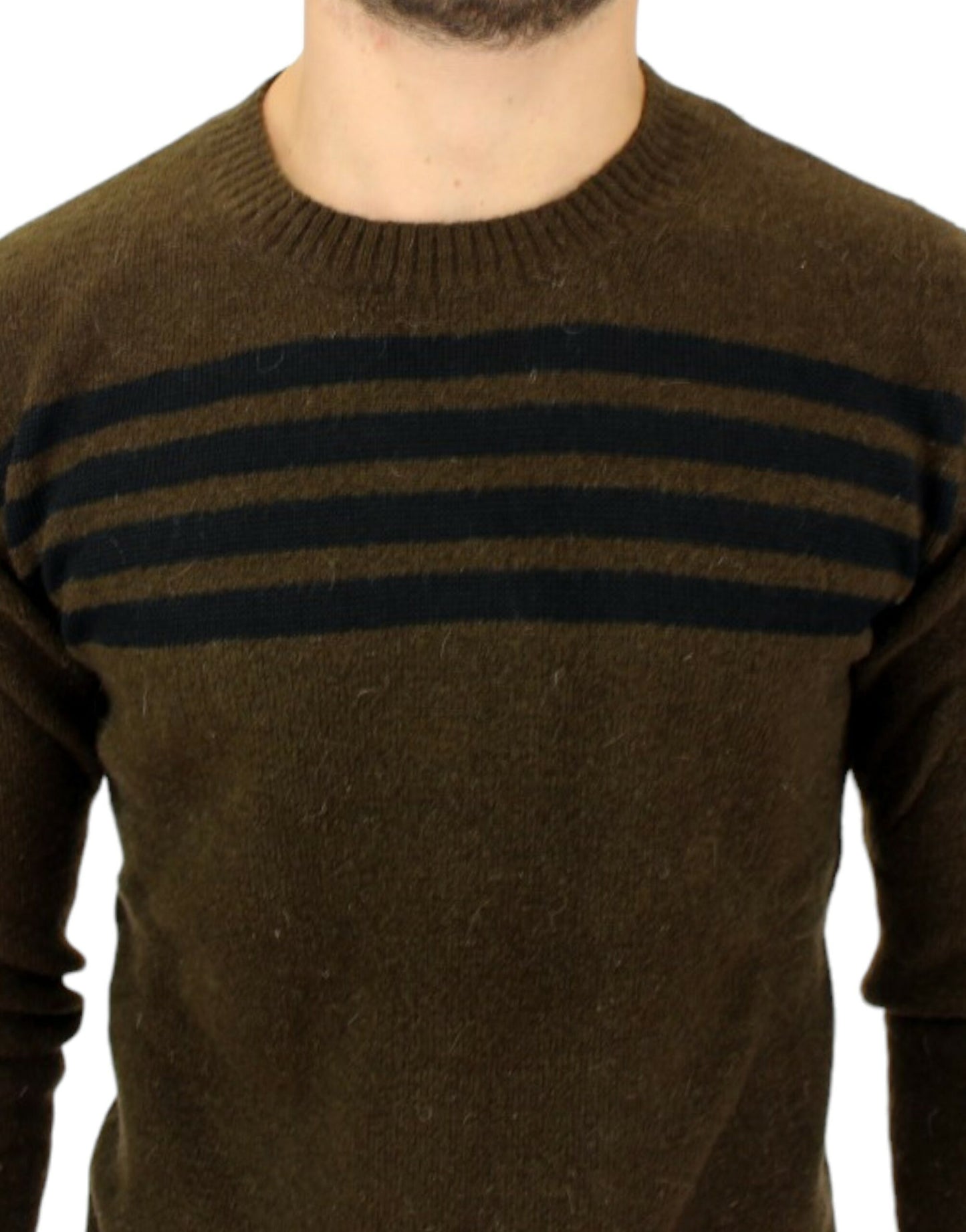 Brown striped crewneck sweater