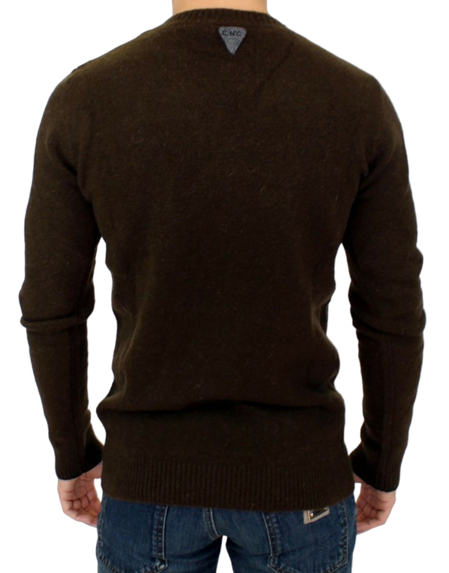 Brown striped crewneck sweater