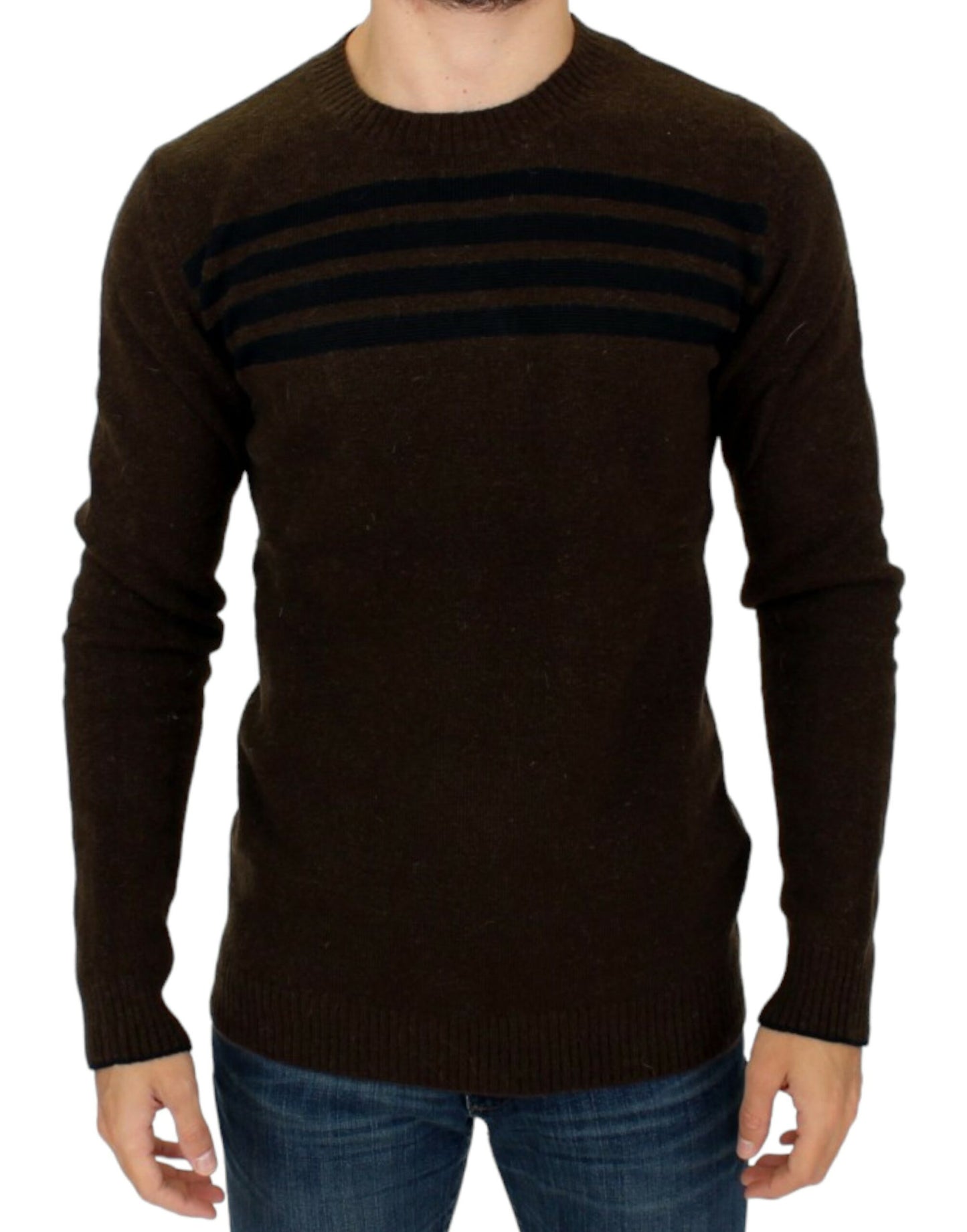 Brown striped crewneck sweater