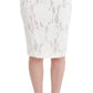 Elegant White Knee-Length Pencil Skirt